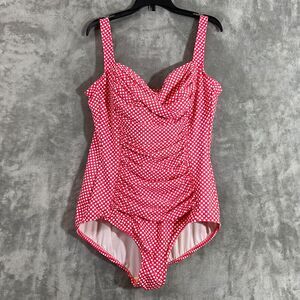 Miraclesuit Women's One Piece Red Polka Dot. Pinup Girl Swimwear Swim Suit 16
